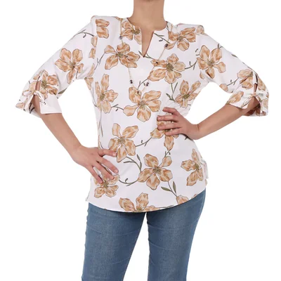 Blusa Floral Paloma Carmín Cuello V Manga 3/4 Foley's para Mujer