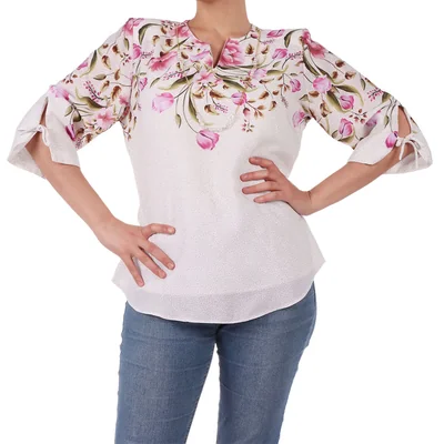 Blusa Floral Cuello Redondo Manga 3/4 Foley's para Mujer