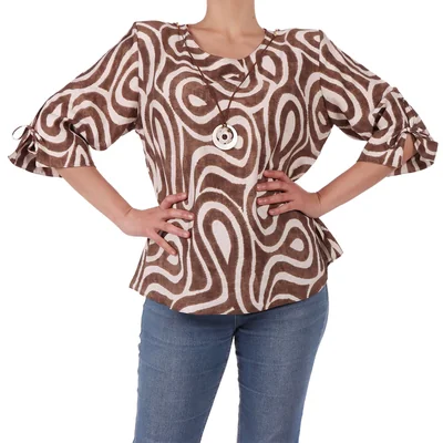 Blusa Paloma Carmín Cuello Redondo Estampado Foley's para Mujer