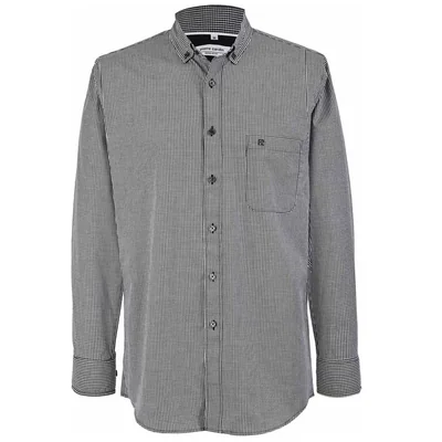 Camisa Regular Fit Negra de Cuadros Pierre Cardin Manga Larga para Hombre