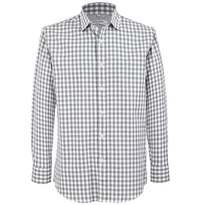 Camisa Slim Fit Gris de Cuadros Pierre Cardin Manga Larga para Hombre