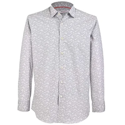 Camisa Slim Fit Gris con Flores Pierre Cardin Manga Larga para Hombre
