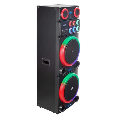 Sistema de Audio STF Power Block Coloso 200W Doble Subwoofer 15" Megabass Bluetooth TWS LED RGB Láser