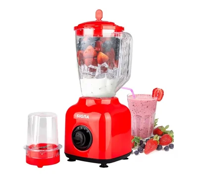 Licuadora Profesional Moledor 2 En 1 2 Velocidades Vaso 1.5 Litros Signa Color Rojo