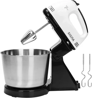 Batidora de Pedestal y Mano 2 en 1 Mezclador 7 Velocidades Tazón 2.5 Lt. Acero Inoxidable Incluye 2 Batidores 2 Ganchos