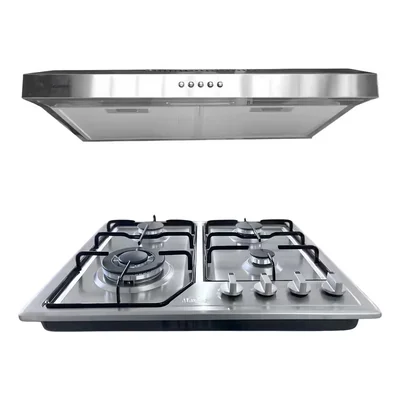 Parrilla de Gas con 4 Quemadores Maxims y Campana 60 cm