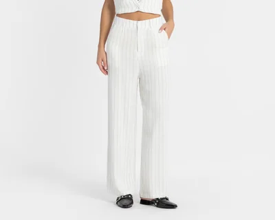 Pantalón Ancho Forever 21 a Rayas para Mujer