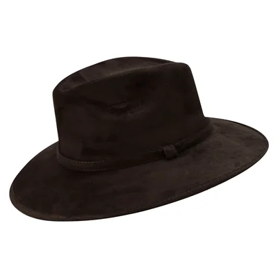 Sombrero Unisex Café Oscuro Gamuzina Gamuza Indiana ''m'' Nueva Imagen