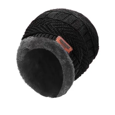 Gorro de Invierno con Bufanda Bluelander a Prueba de Viento color Negro con Forro de Lana