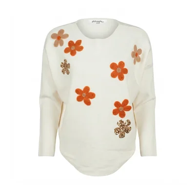 Suéter Bordado de Flores Philosophy Woman para Mujer Casual