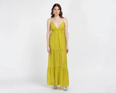 Vestido de Playa Jennifer Lopez Verde con Tirantes para Mujer