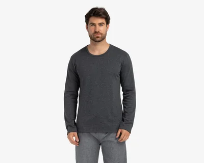 Playera Manga Larga Gris Lucky Star para Hombre