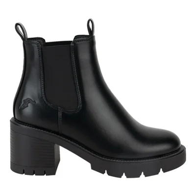 Bota de mujer, tipo Chelsea, con tacón ancho, suela track, acabado napa, color negro, mod. 1325660