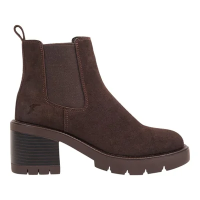 Bota de mujer, tipo Chelsea, con suela track, acabado gamuza, color café, mod. 1325661