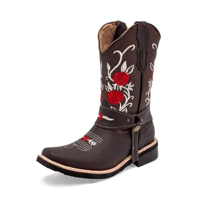 Risel Bota con peluche para mujer café blanco rojo, código 121939-E
