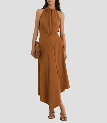 Vestido largo liso Mujer