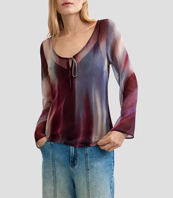Blusa diseño estampado manga larga Mujer