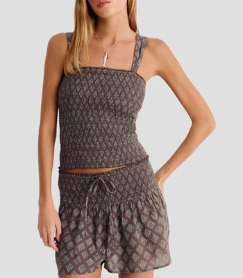 Blusa estampada sin mangas Mujer