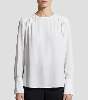 Blusa lisa manga larga Mujer