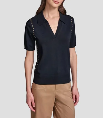 Blusa sólido manga corta Mujer