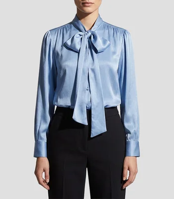 Blusa lisa con textura manga larga Mujer