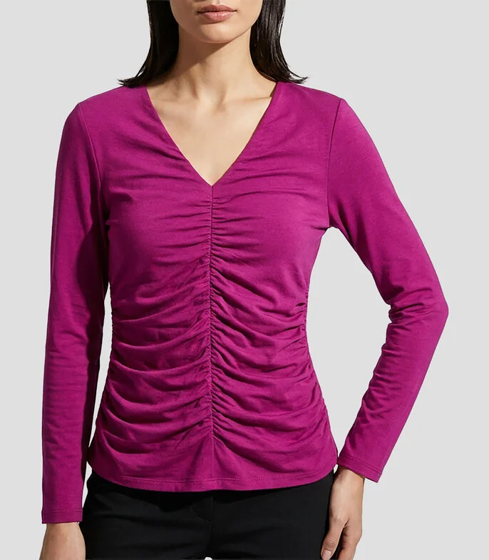 Blusa lisa manga larga Mujer