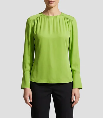 Blusa lisa manga larga Mujer
