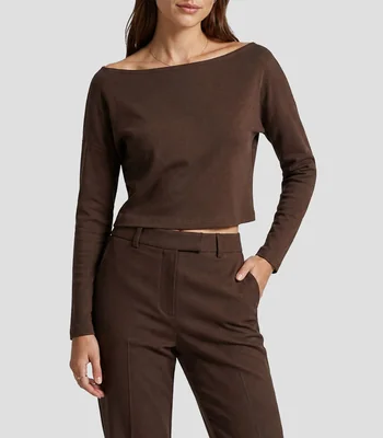 Blusa lisa manga larga Mujer