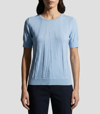 Playera cuello redondo manga corta lisa con motivos geométricos triangulares Mujer