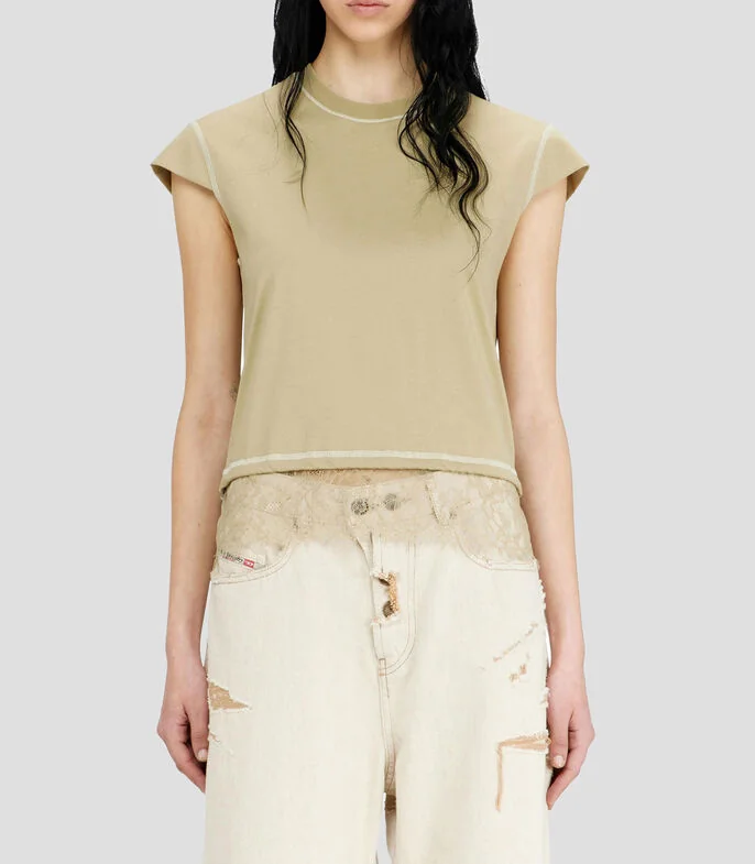 Top liso manga corta Mujer