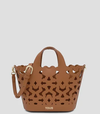 Bolsa crossbody camel en piel sintética Bear Shock lisa Mujer