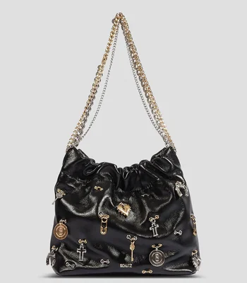 Bolsa tote negra en piel Schutz Ricci estoperoles Mujer