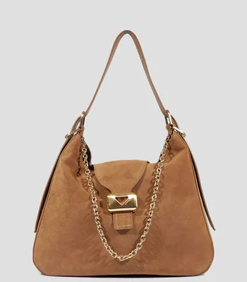 Bolsa Hobo café en piel Mujer