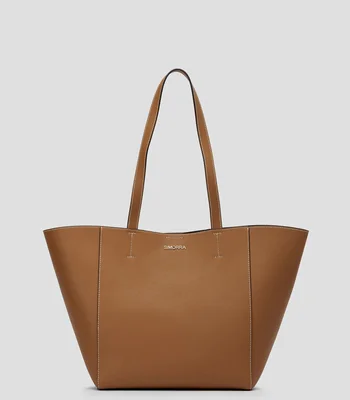 Bolsa tote lisa con detalle texturizado Mujer