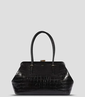Bolsa shoulder negra en piel Mujer