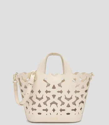 Bolsa crossbody beige en piel sintética Bear Shock lisa Mujer