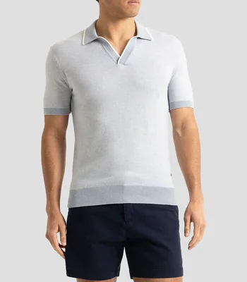 Playera tipo polo manga corta jaspeada Hombre