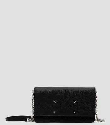 Cartera en piel negra granulada Hombre