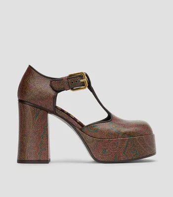 Sandalias con tacón alto de media luna y plataforma Mujer