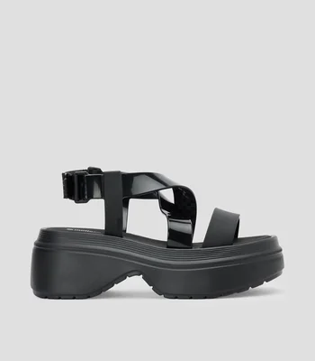 Sandalias de tacón medio con plataforma Mujer