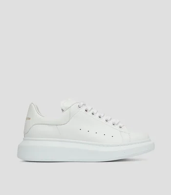 Tenis casuales con plataforma Larry en piel, blancos Mujer