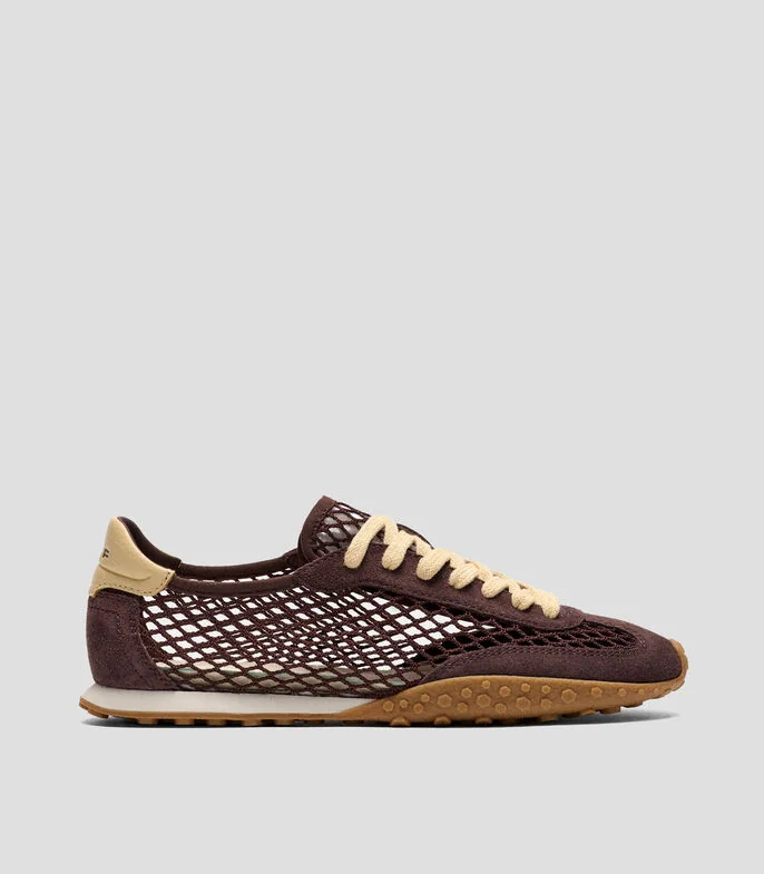 Tenis casuales Bridge Fishnet en piel Chocolate Mujer
