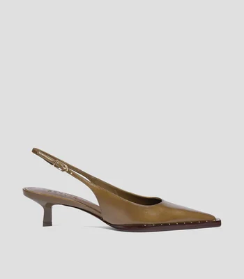Zapatillas con tacón bajo delgado Mujer
