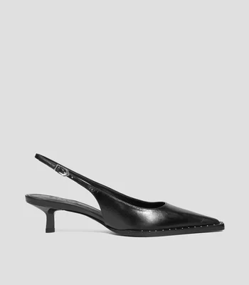 Zapatillas con tacón bajo delgado Mujer