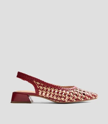 Flats de tacón bajo ancho en piel Mujer
