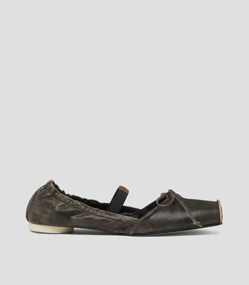 Flats en piel con lazo Mujer