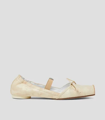 Flats en piel con lazo Mujer