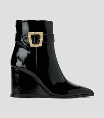Botines tacón alto de cuña charol Mujer