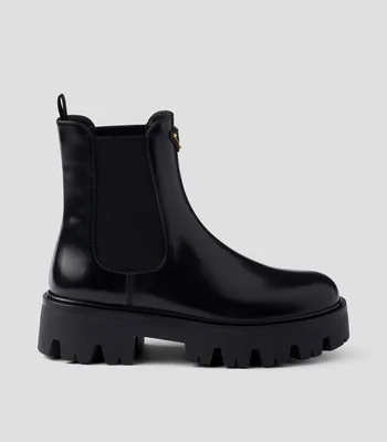 Botines casuales en piel con tacón medio y ancho Mujer