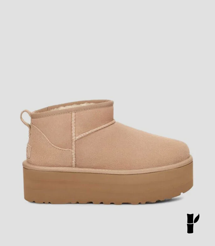 Botines Classic Ultra mini en piel gamuza con plataforma Mujer
